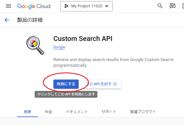 Custom Search APIの詳細